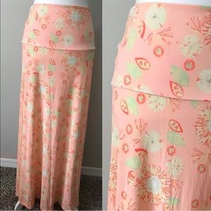 NEW Lularoe Maxi Skirt XL Pink and Aqua Floral